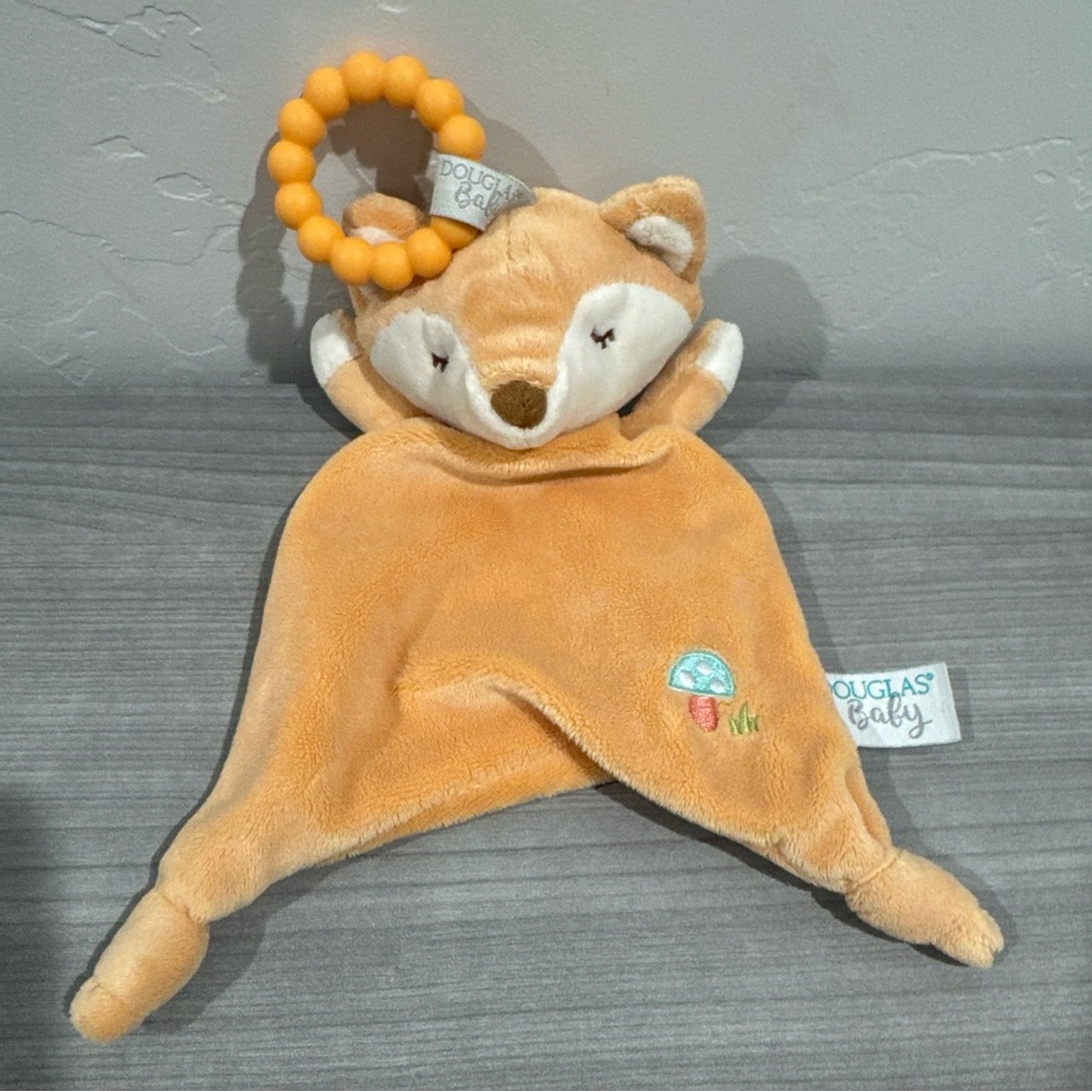 Douglas Baby Fox Lovey Orange Plush Cuddle Toy Teether Knots Mushrooms
